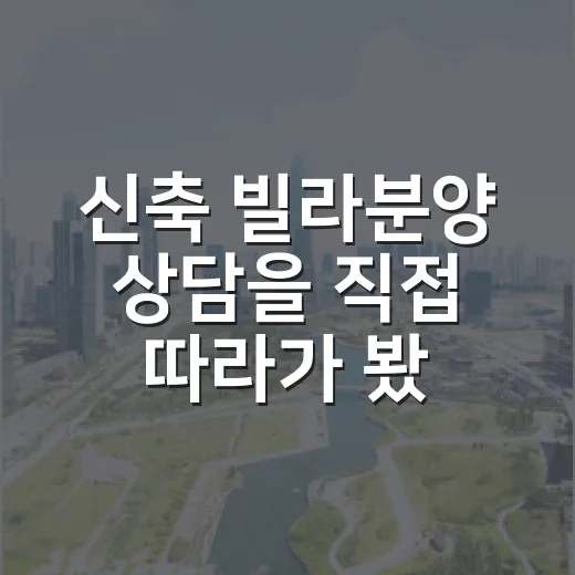 신축 빌라분양 상담을 직접 따라가 봤더니 숫자보다 먼저 봐야 할 게 있었습니다 - 요약