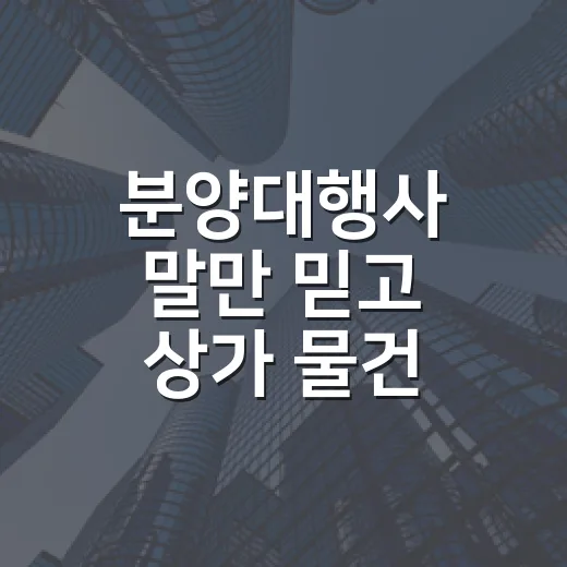 분양대행사 말만 믿고 상가 물건 쫓아갔다가 현장에서 식은땀 난 이야기 - 요약