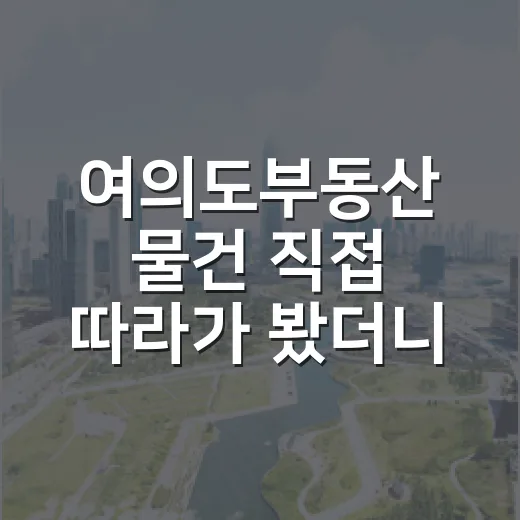 여의도부동산 물건 직접 따라가 봤더니, 숫자보다 먼저 봐야 할 것들 - 요약
