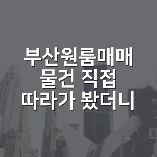 부산원룸매매 물건 직접 따라가 봤더니 숫자보다 냄새가 먼저 보였습니다 - 요약