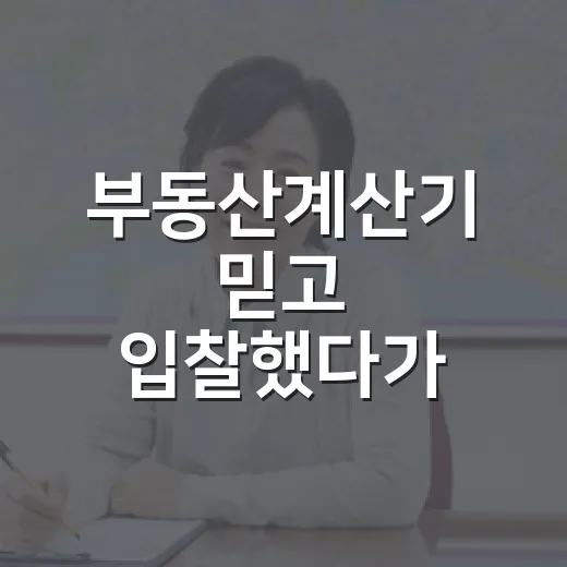 부동산계산기 믿고 입찰했다가 잔금날 식은땀 난 이야기 - 요약