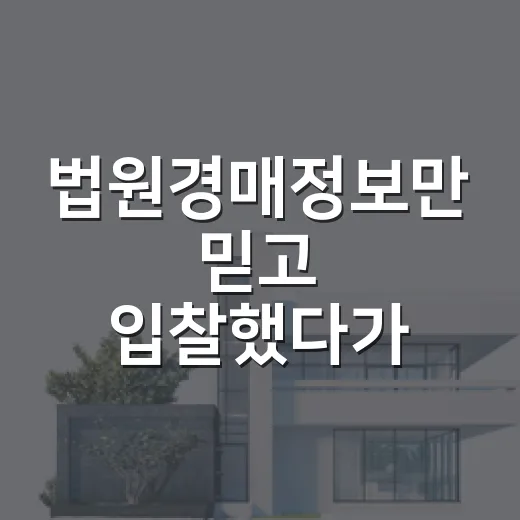법원경매정보만 믿고 입찰했다가 잔금날 식은땀 흘린 이야기 - 요약