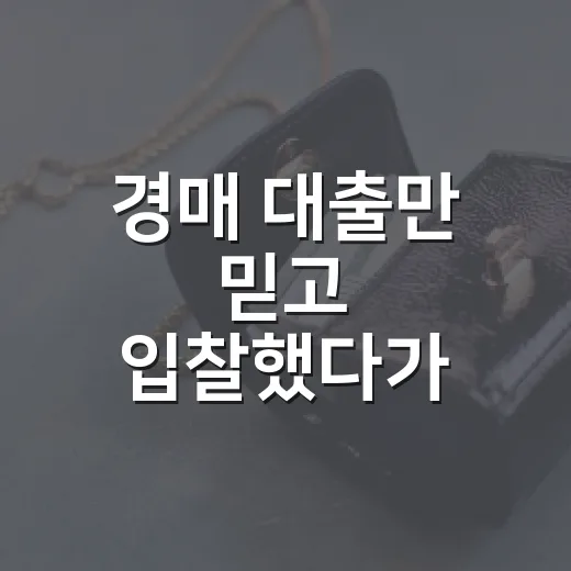 경매 대출만 믿고 입찰했다가 잔금일 앞에서 식은땀 난 이야기 - 요약