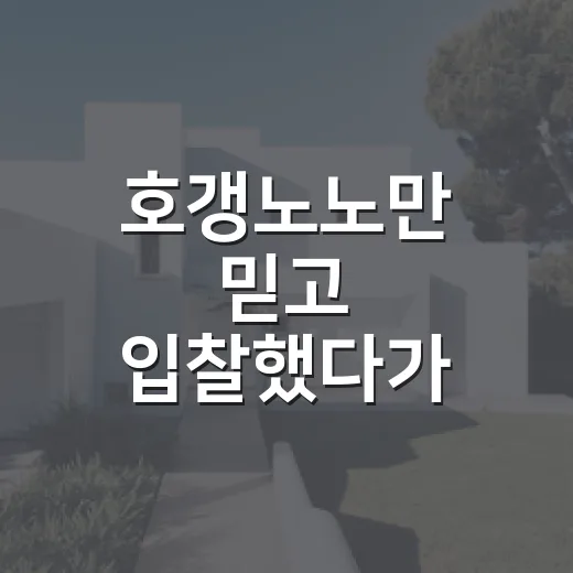 호갱노노만 믿고 입찰했다가 현장에서 다시 계산해본 이야기 - 요약
