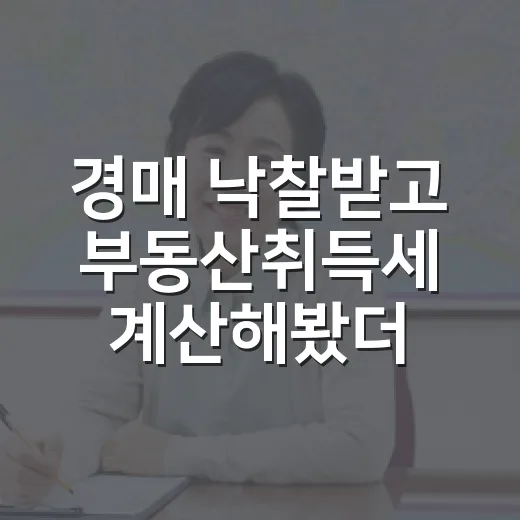 경매 낙찰받고 부동산취득세 계산해봤더니, 수익률이 먼저 흔들렸다 - 요약