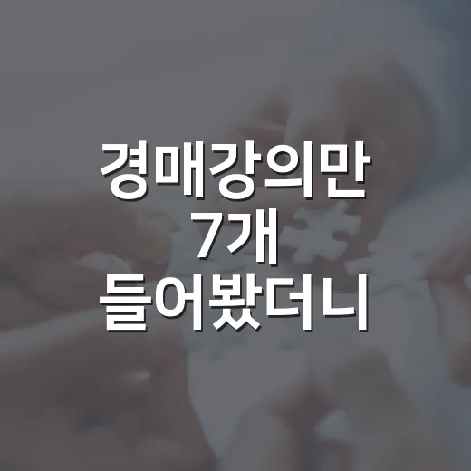 경매강의만 7개 들어봤더니 초보가 돈 잃는 지점이 보였습니다 - 요약