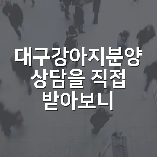 대구강아지분양 상담을 직접 받아보니, 계약서보다 먼저 봐야 할 것들 - 요약