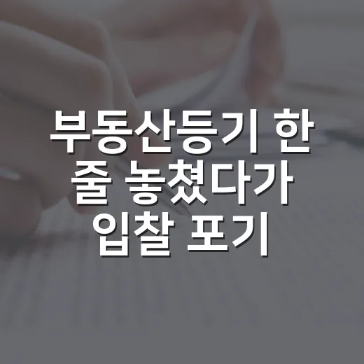 부동산등기 한 줄 놓쳤다가 입찰 포기한 날의 진짜 이야기 - 요약