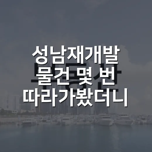 성남재개발 물건 몇 번 따라가봤더니, 입찰장보다 현장이 먼저였습니다 - 요약