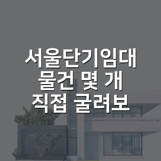 서울단기임대 물건 몇 개 직접 굴려보니 숫자보다 먼저 보이는 것들 - 요약