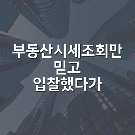 부동산시세조회만 믿고 입찰했다가 현장에서 식은땀 난 이야기 - 요약
