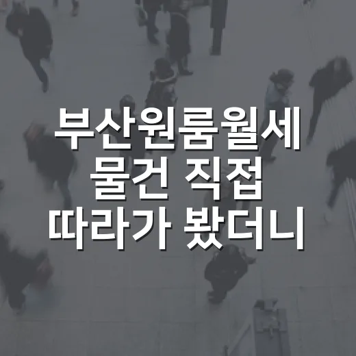 부산원룸월세 물건 직접 따라가 봤더니, 숫자보다 먼저 보인 것들 - 요약