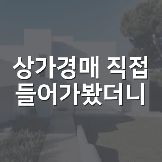 상가경매 직접 들어가봤더니, 낙찰가보다 공실이 더 무서웠던 이야기 - 요약