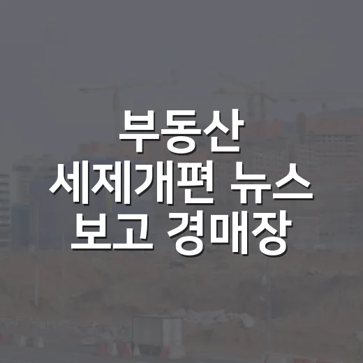 부동산 세제개편 뉴스 보고 경매장 분위기부터 다시 봤습니다 - 요약