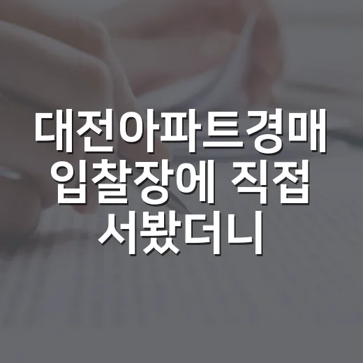 대전아파트경매 입찰장에 직접 서봤더니, 숫자보다 먼저 봐야 할 것들 - 요약
