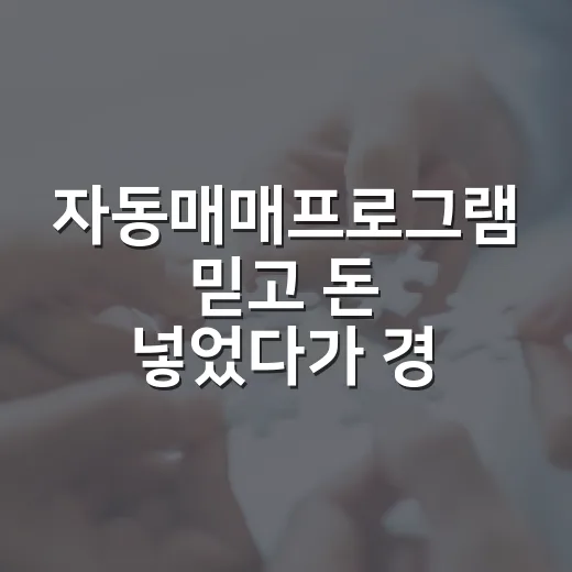 자동매매프로그램 믿고 돈 넣었다가 경매장에서 배운 습관으로 다시 봤더니 - 요약