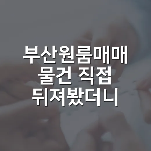 부산원룸매매 물건 직접 뒤져봤더니, 싼 가격보다 더 무서운 게 보였습니다 - 요약