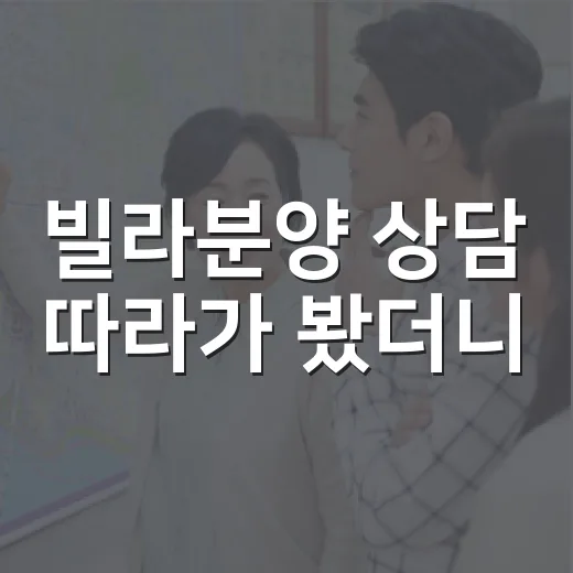 빌라분양 상담 따라가 봤더니, 초보가 놓치기 쉬운 숫자가 보였습니다 - 요약