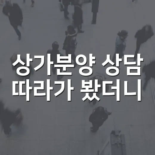 상가분양 상담 따라가 봤더니, 초보가 놓치기 쉬운 숫자들이 보였습니다 - 요약