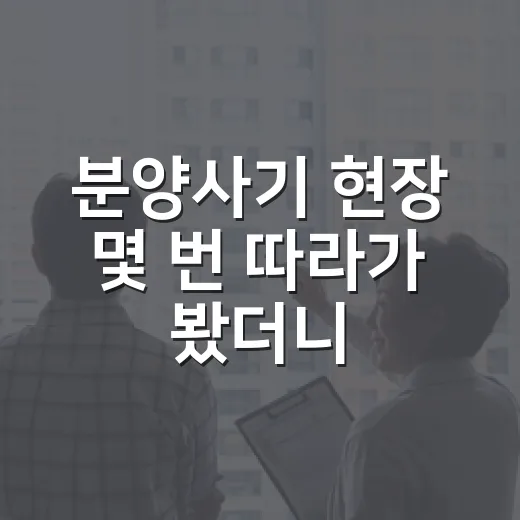 분양사기 현장 몇 번 따라가 봤더니, 초보가 돈 잃는 지점은 따로 있더군요 - 요약