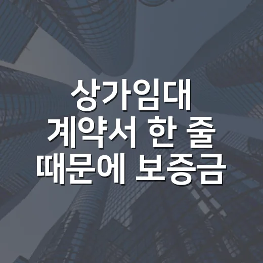 상가임대 계약서 한 줄 때문에 보증금이 묶였던 진짜 이야기 - 요약