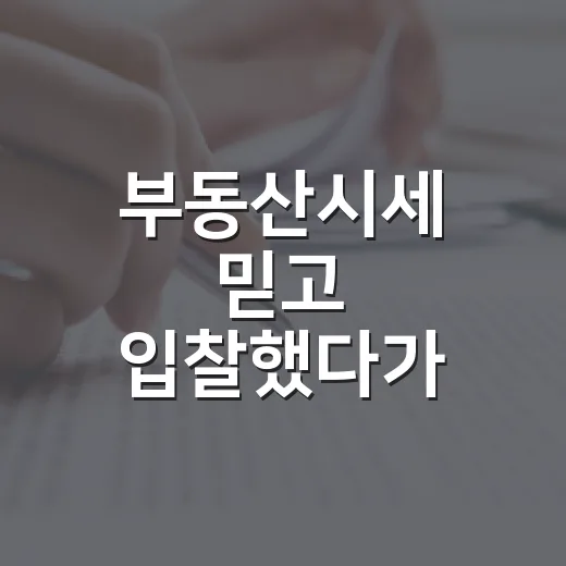 부동산시세 믿고 입찰했다가 현장에서 식은땀 난 이야기 - 요약