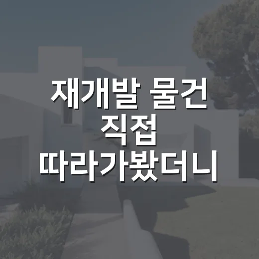 재개발 물건 직접 따라가봤더니, 초보가 돈 잃는 지점은 따로 있더라 - 요약