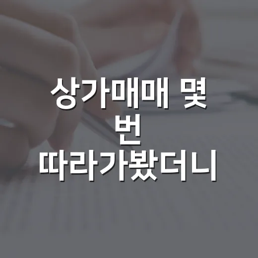 상가매매 몇 번 따라가봤더니, 초보가 가격보다 먼저 봐야 할 것들 - 요약
