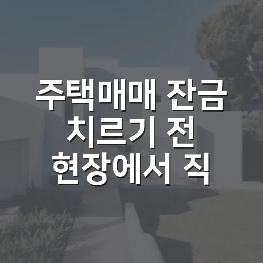 주택매매 잔금 치르기 전 현장에서 직접 확인해봤더니 보이는 것들 - 요약
