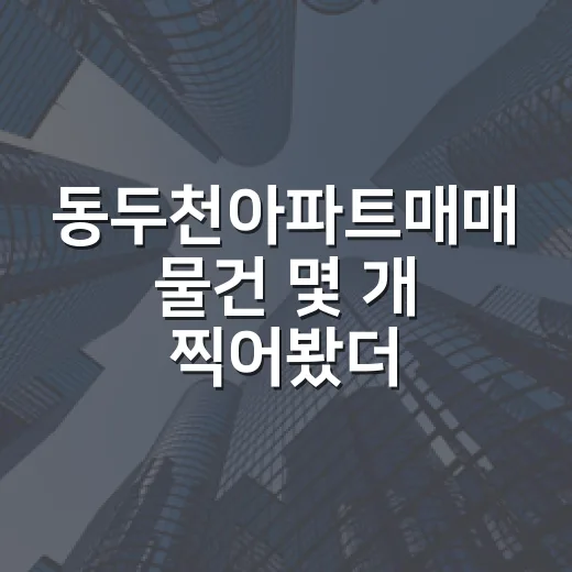 동두천아파트매매 물건 몇 개 찍어봤더니, 숫자보다 먼저 보이는 것들 - 요약