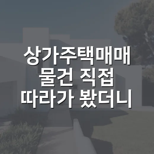상가주택매매 물건 직접 따라가 봤더니, 숫자보다 먼저 봐야 할 게 있었습니다 - 요약