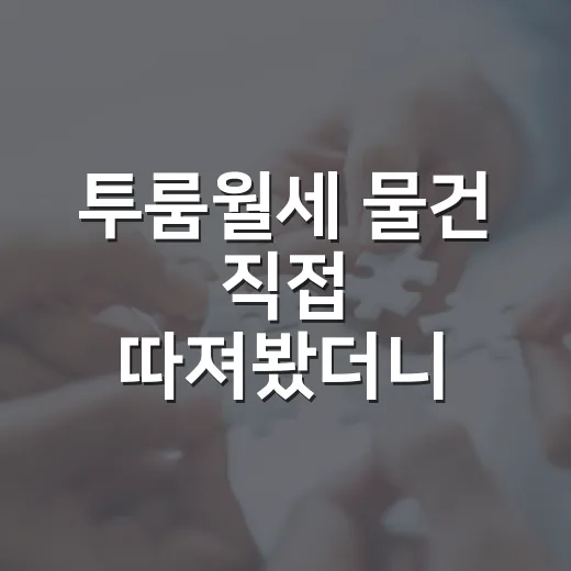 투룸월세 물건 직접 따져봤더니, 싸 보이는 방일수록 숫자가 먼저 깨졌습니다 - 요약