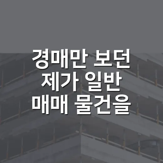 경매만 보던 제가 일반 매매 물건을 같이 뒤져봤더니 보인 것들 - 요약
