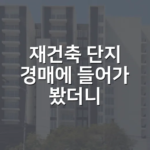 재건축 단지 경매에 들어가 봤더니, 싼 물건보다 무서운 게 따로 있었습니다 - 요약