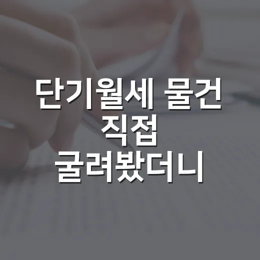 단기월세 물건 직접 굴려봤더니, 돈보다 먼저 보이는 리스크 - 요약