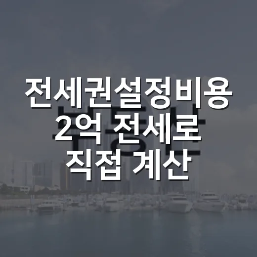 전세권설정비용 2억 전세로 직접 계산해봤더니 생각보다 선명했다 - 요약