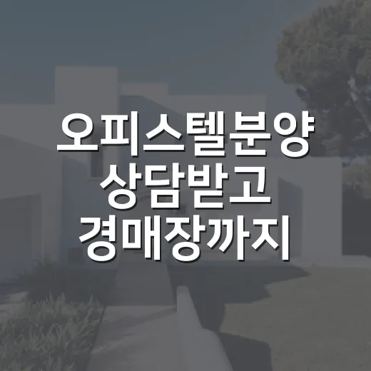 오피스텔분양 상담받고 경매장까지 가봤더니 보인 진짜 위험 - 요약