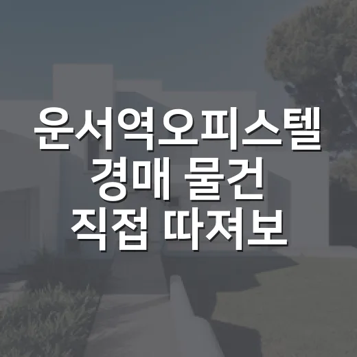 운서역오피스텔 경매 물건 직접 따져보니, 초보가 숫자만 보고 들어가면 위험한 이유 - 요약