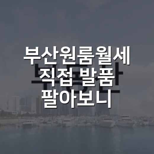 부산원룸월세 직접 발품 팔아보니, 싼 방보다 무서운 건 따로 있었습니다 - 요약
