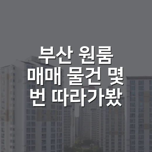 부산 원룸 매매 물건 몇 번 따라가봤더니 숫자보다 먼저 보이는 것들 - 요약