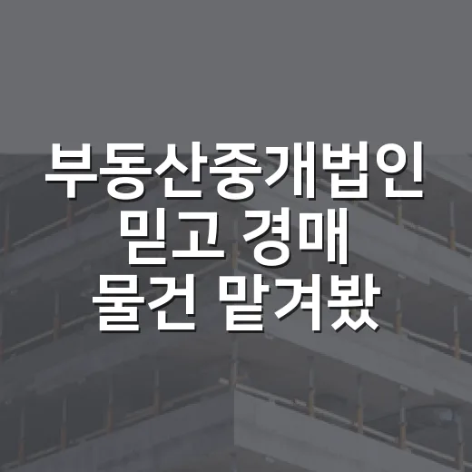 부동산중개법인 믿고 경매 물건 맡겨봤더니 보인 진짜 차이 - 요약