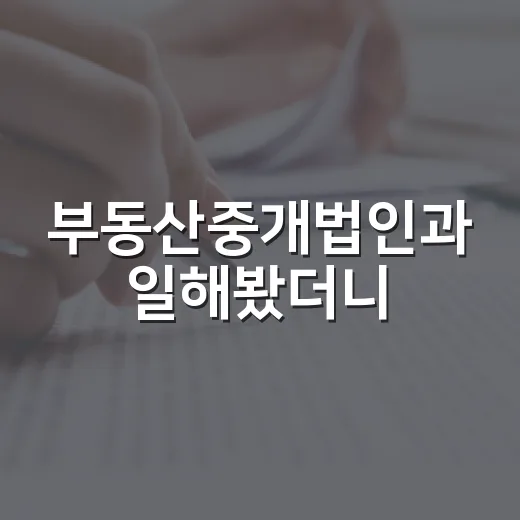 부동산중개법인과 일해봤더니, 개인 중개사무소와 진짜 달랐던 지점 - 요약