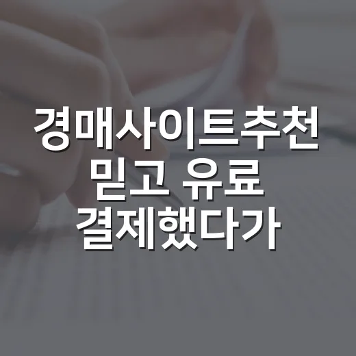 경매사이트추천 믿고 유료 결제했다가 현장에서 다시 확인한 이야기 - 요약