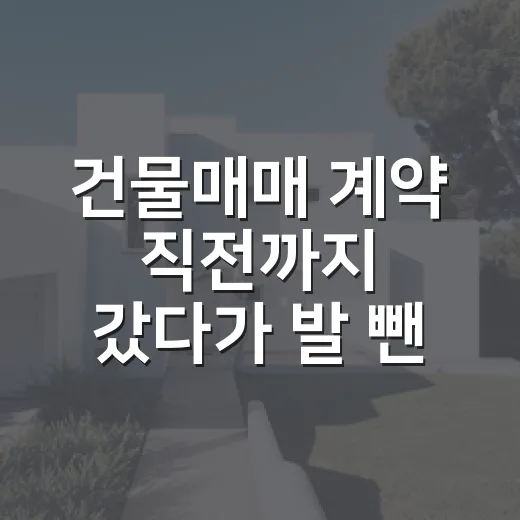 건물매매 계약 직전까지 갔다가 발 뺀 이야기, 숫자는 멀쩡한데 현장은 아니었습니다 - 요약