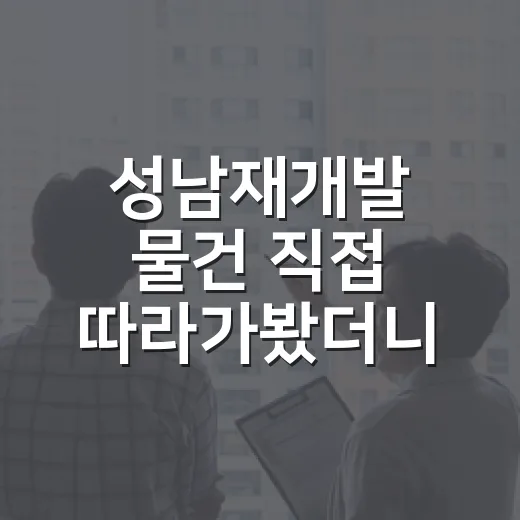 성남재개발 물건 직접 따라가봤더니, 초보가 먼저 봐야 할 건 호재가 아니었습니다 - 요약