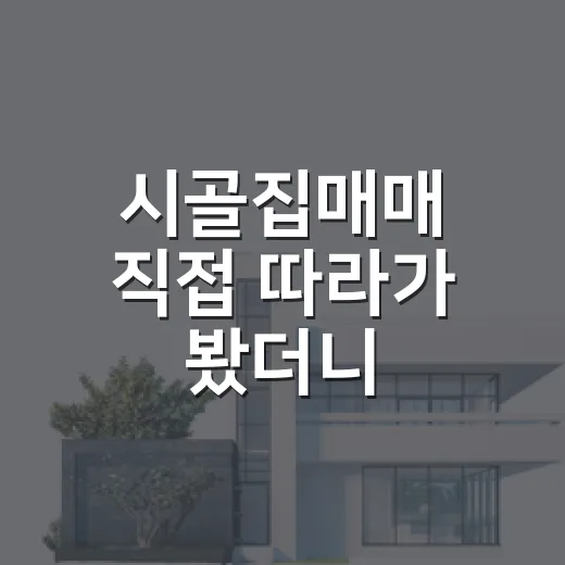 시골집매매 직접 따라가 봤더니, 싼 집보다 먼저 봐야 할 게 있더라 - 요약