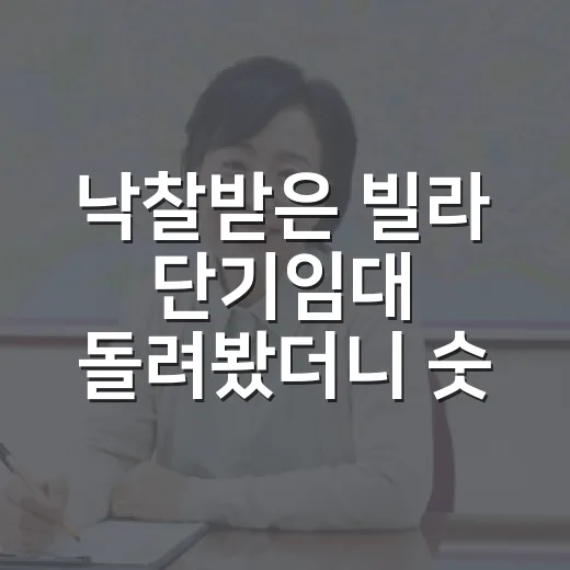 낙찰받은 빌라 단기임대 돌려봤더니 숫자보다 먼저 봐야 할 게 있었습니다 - 요약
