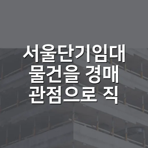 서울단기임대 물건을 경매 관점으로 직접 따져봤더니 보인 것들 - 요약