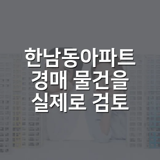 한남동아파트 경매 물건을 실제로 검토해봤더니 보인 숫자들 - 요약