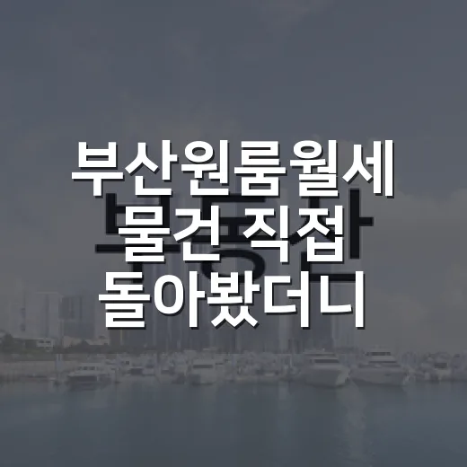 부산원룸월세 물건 직접 돌아봤더니, 싸 보이는 방보다 먼저 봐야 할 것들 - 요약